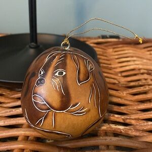 Lucuma Designs Handmade Hand Carved in Peru Dog Gourd Ornament New